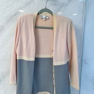 St. John Collection Pink and Gray Cardigan